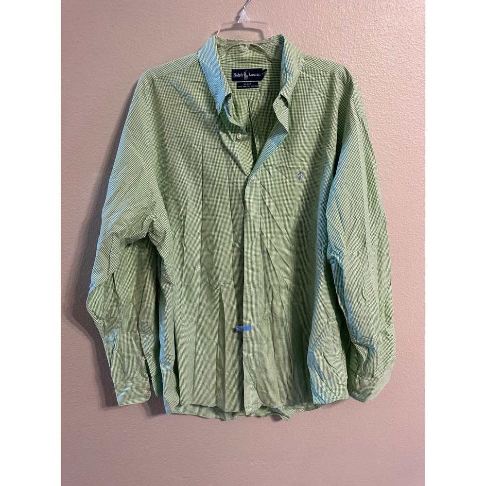 Ralph Lauren Blake Green Gingham Check Button Down Shirt XXL